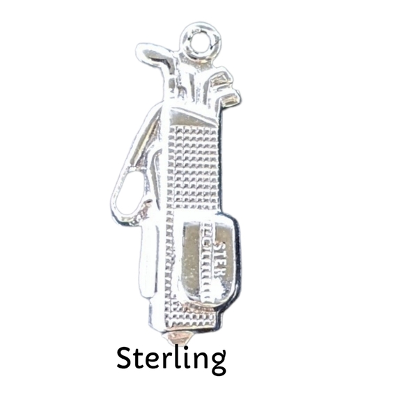 Golf Charm, Sterling Golf Bag, Golfing, pendant, Silver, .925, bracelet - Picture 1 of 6